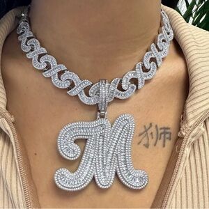 Letter A necklace pendant never worn initial diamond